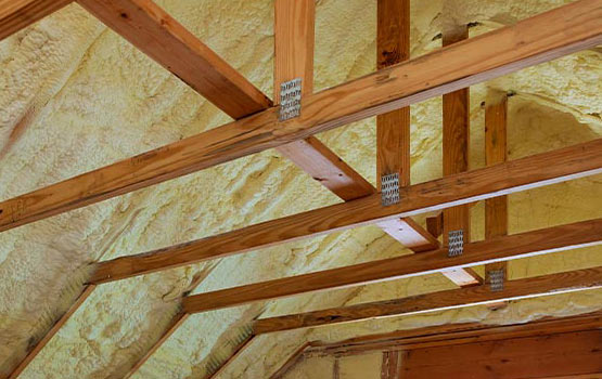 Foam insulation applied on a new roof.