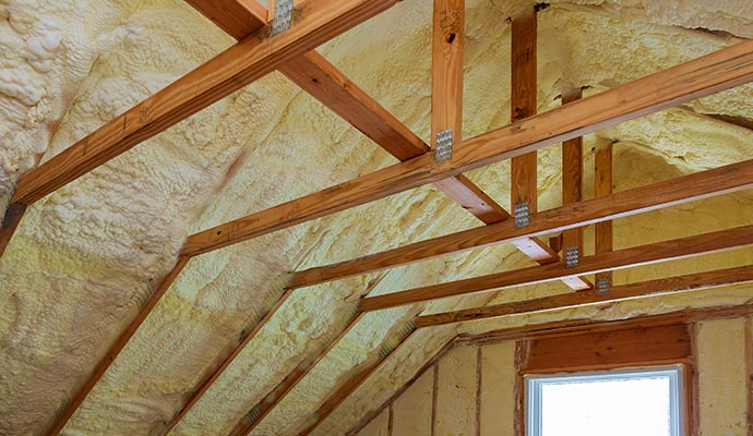 Insulation on the roof and walls