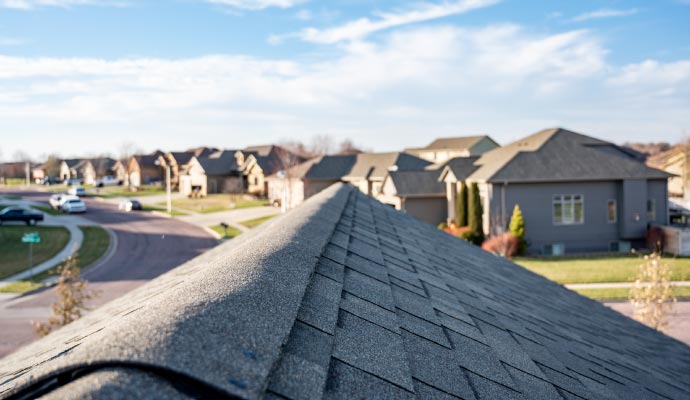 Newly installed residential roof